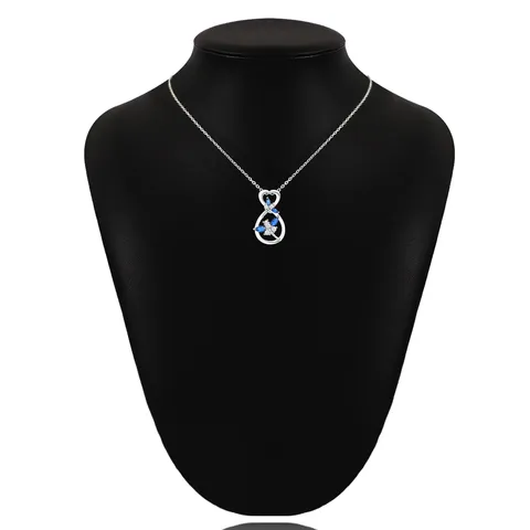 Accessories Gradient Blue Diamonds Sterling Silver Necklace Female Fashion Versatile Aesthetic Collarbone Chain - view 2