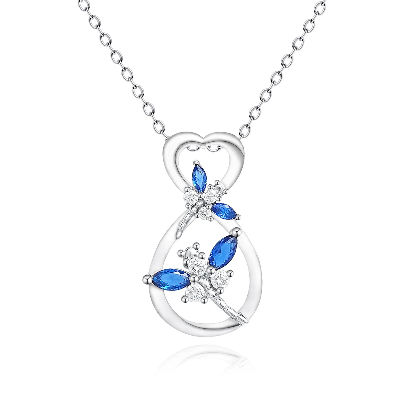 Accessories Gradient Blue Diamonds Sterling Silver Necklace Female Fashion Versatile Aesthetic Collarbone Chain - 925 Sterling Silver jewelry made by BlueOne Jewelry