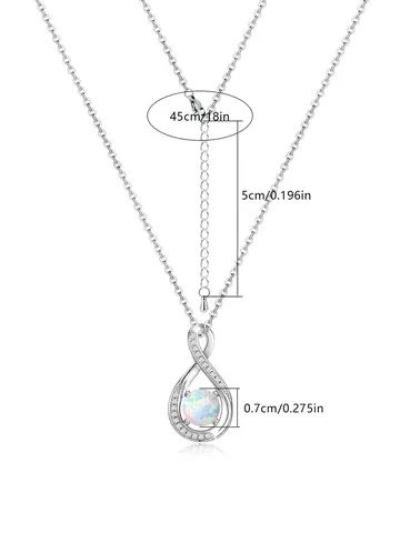 Zigzag Pendant Opal Chain Pendant Necklace - view 3