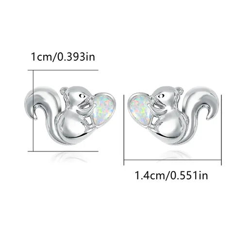 Europe and the United States Personality Creative Squirrel Opal Earrings - view 3