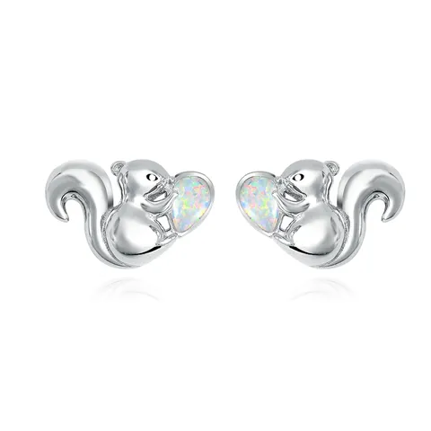 Europe and the United States Personality Creative Squirrel Opal Earrings - Plated Brass jewelry made by BlueOne Jewelry