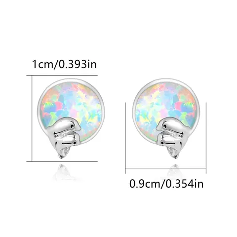Europe and the United States Personality Creative Small Dolphin Opal Earrings - view 3
