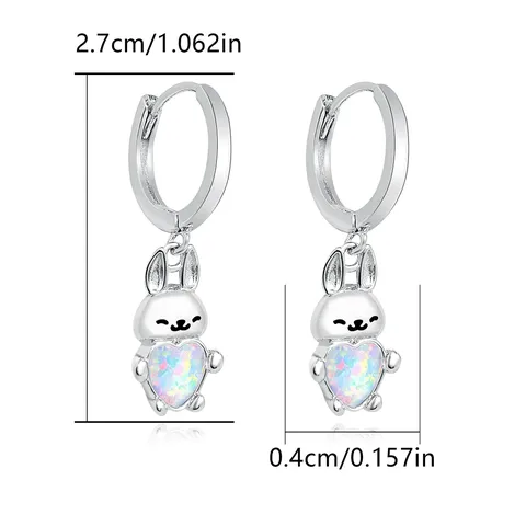 European and American Personalized Creative Bunny with Opal Earrings - view 3