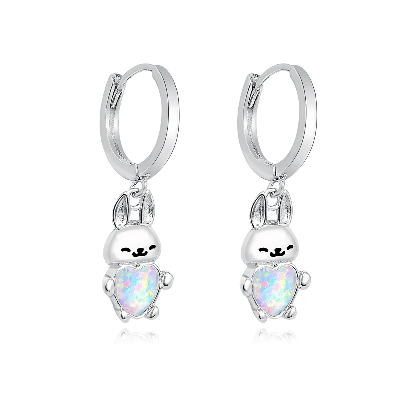 European and American Personalized Creative Bunny with Opal Earrings made by BlueOne Jewelry