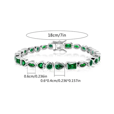 Geometric Green Zircon Bracelet Simple Personality Female Bracelet Netflix Same Models - view 3