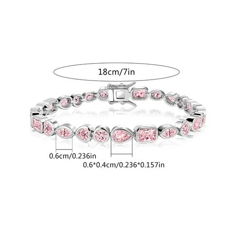 Geometric Pink Zirconia Bracelet Simple Personalized Women’s Bracelets Netflix Same Model - view 3