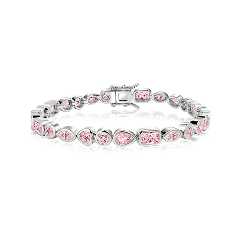 Geometric Pink Zirconia Bracelet Simple Personalized Women’s Bracelets Netflix Same Model - Plated Brass jewelry made by BlueOne Jewelry