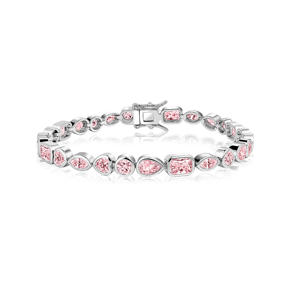 Geometric Pink Zirconia Bracelet Simple Personalized Women’s Bracelets Netflix Same Model made by BlueOne Jewelry