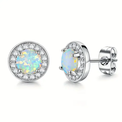 Earrings Fashion Opal Earrings Europe and America - Plated Brass jewelry made by BlueOne Jewelry
