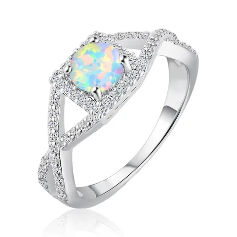 Australian Opal Zircon Ring Micro-pavé Setting Luxury-inspired Design - Plated Brass jewelry made by BlueOne Jewelry