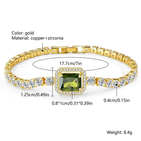 Classic Rectangular Zircon Design Exquisitely Crafted Petite Zircon Bracelet Unisex Tennis - view 3