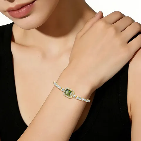 Classic Rectangular Zircon Design Exquisitely Crafted Petite Zircon Bracelet Unisex Tennis - view 2