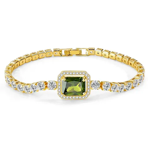 Classic Rectangular Zircon Design Exquisitely Crafted Petite Zircon Bracelet Unisex Tennis - Plated Brass jewelry made by BlueOne Jewelry