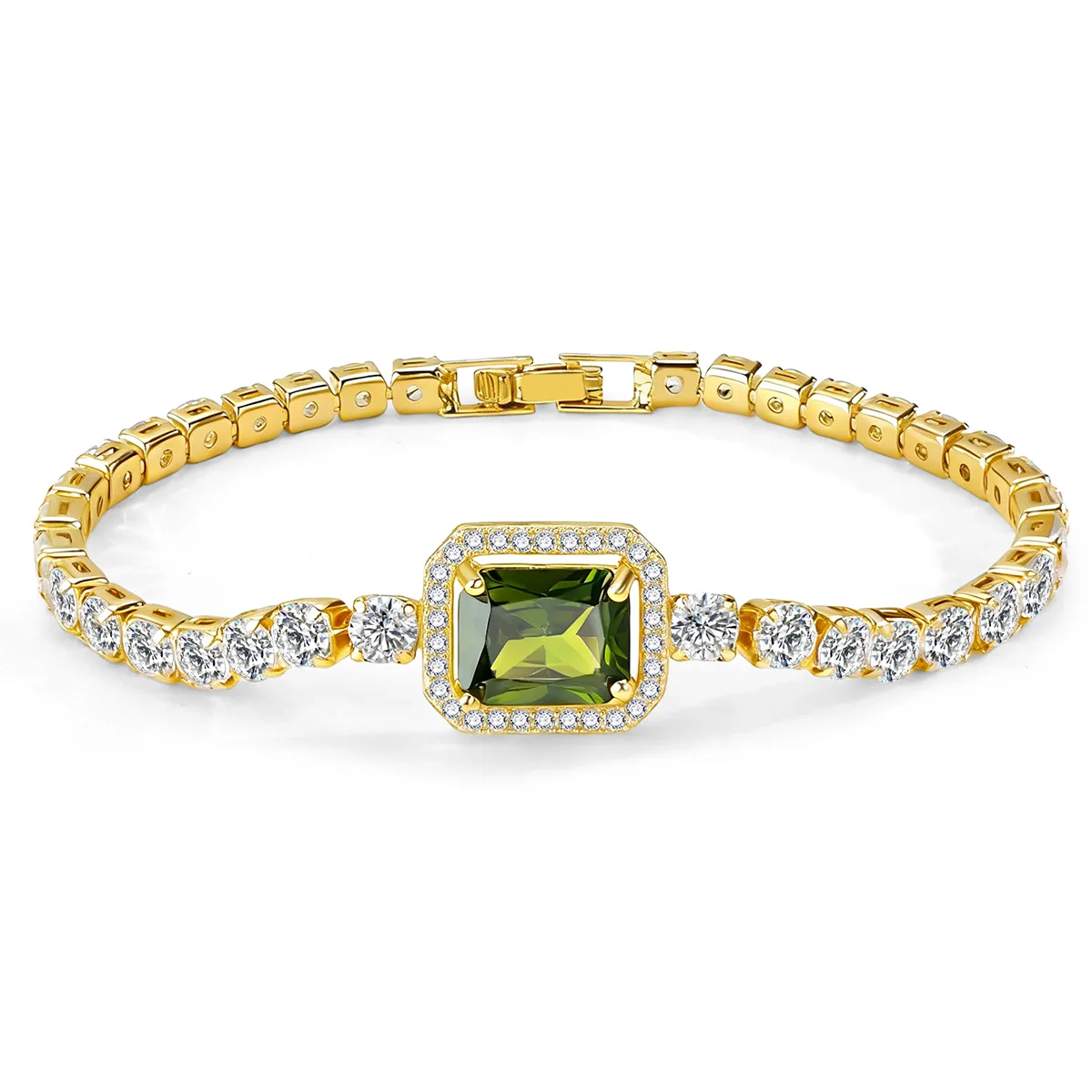Classic Rectangular Zircon Design Exquisitely Crafted Petite Zircon Bracelet Unisex Tennis made by BlueOne Jewelry
