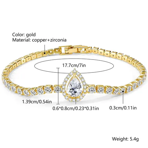 Classic Teardrop Zirconia Bracelet for Women Tennis Bracelet - view 3
