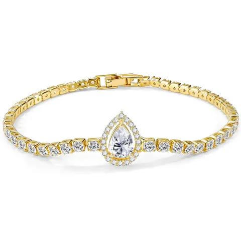 Classic Teardrop Zirconia Bracelet for Women Tennis Bracelet - Plated Brass jewelry made by BlueOne Jewelry