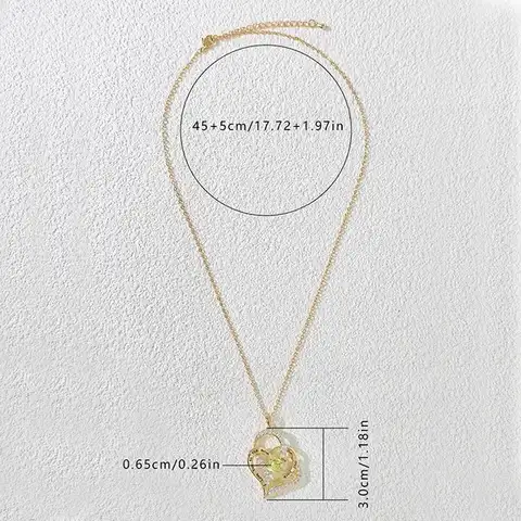 Blessing Fashion Europe and the United States Women’s Double Heart Inlaid Pendant Necklace - view 3