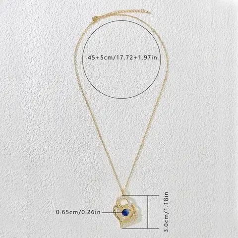 Plated Brass Blessing Fashion Europe and the United States Women’s Double Heart Inlaid Pendant Necklace - view 3