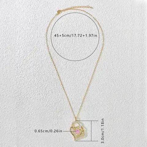 Cubic Zirconia Blessing Fashion Europe and the United States Women’s Double Heart Inlaid Pendant Necklace - view 3
