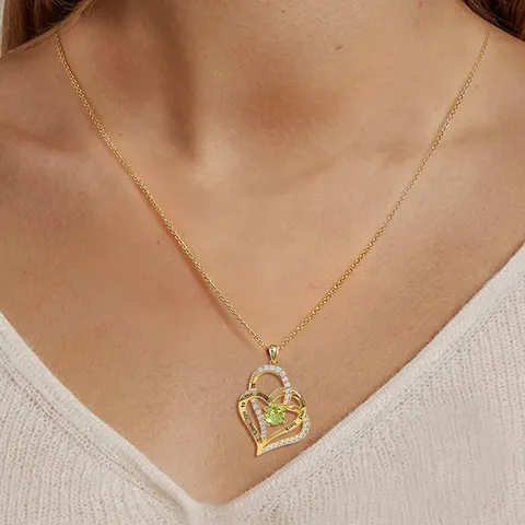 Blessing Fashion Europe and the United States Women’s Double Heart Inlaid Pendant Necklace - view 2