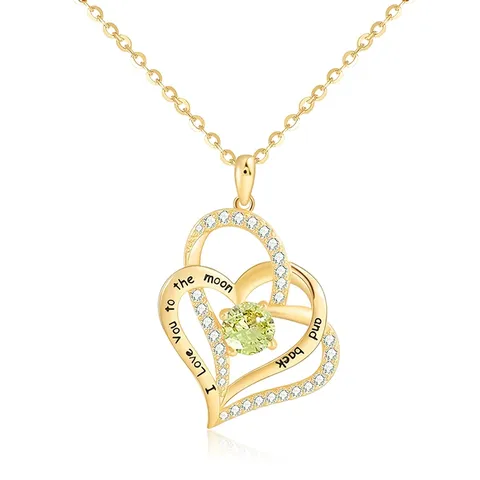 Blessing Fashion Europe and the United States Women’s Double Heart Inlaid Pendant Necklace - Plated Brass jewelry made by BlueOne Jewelry
