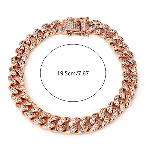 Cubic Zirconia Cuban Chain High Quality Zirconia Encrusted Men’s and Women’s Bracelets European - view 3