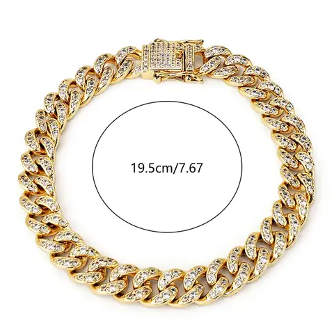 Cuban Chain High Quality Zirconia Encrusted Men’s and Women’s Bracelets European - view 3