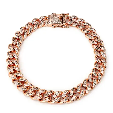 Cubic Zirconia Cuban Chain High Quality Zirconia Encrusted Men’s and Women’s Bracelets European - Plated Brass jewelry made by BlueOne Jewelry
