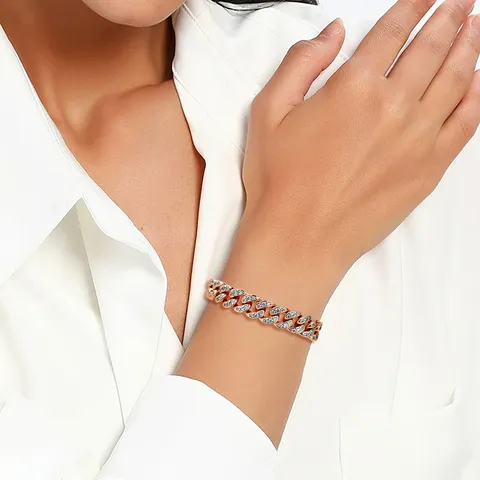 Cubic Zirconia Cuban Chain High Quality Zirconia Encrusted Men’s and Women’s Bracelets European - view 2