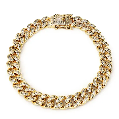 Cuban Chain High Quality Zirconia Encrusted Men’s and Women’s Bracelets European - Plated Brass jewelry made by BlueOne Jewelry
