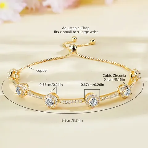 Cubic Zirconia Cubic Zircon Bracelet Fashion Adjustable Pull-out Hand Jewelry - view 3