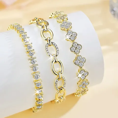 Cubic Zircon Set Four-leaf Clover Bracelet Beauty Style Dating Hundreds of - view 3