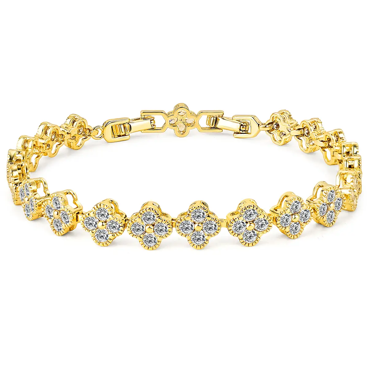 Cubic Zircon Set Four-leaf Clover Bracelet Beauty Style Dating Hundreds of made by BlueOne Jewelry