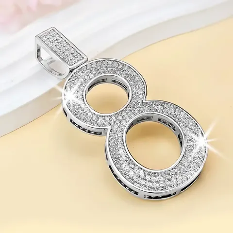 Digital Pendant European and American Minimalist Men’s Necklace Hip Hop Diamond - view 3