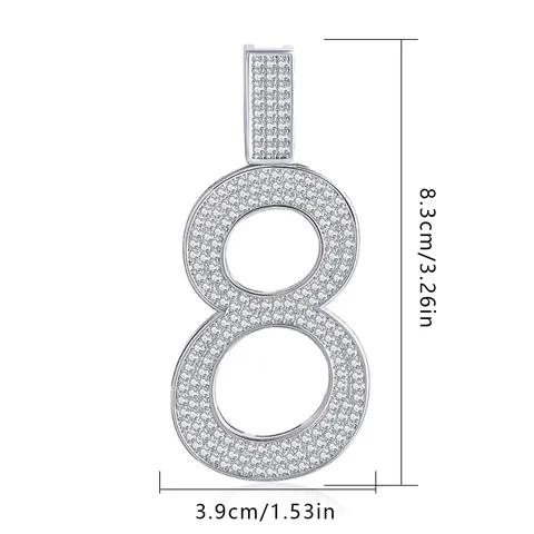 Digital Pendant European and American Minimalist Men’s Necklace Hip Hop Diamond - view 2