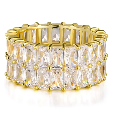 Cubic Zirconia Double Rows of Zirconia Ring 3mm * 5mm Long Zirconium Luxury - Plated Brass jewelry made by BlueOne Jewelry