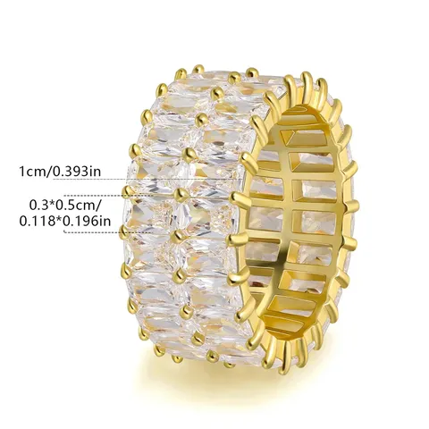 Cubic Zirconia Double Rows of Zirconia Ring 3mm * 5mm Long Zirconium Luxury - view 3