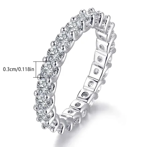 Double Rows of Zirconia Ring 3mm * 5mm Long Zirconium Luxury - view 3