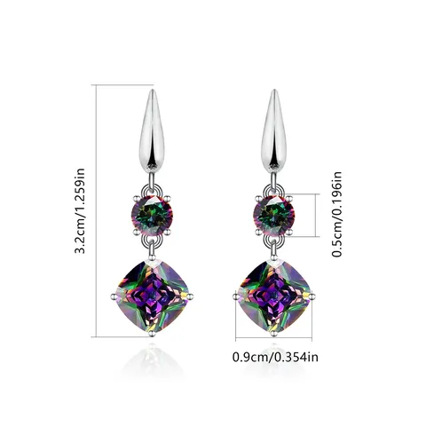 Fine Colorful Zirconia Geometric Earrings Ladies Earrings Direct - view 3