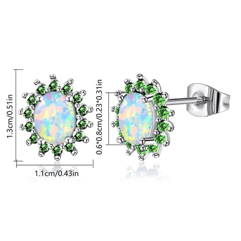 Plated Brass Accessories Women Micro-set Zirconia Opal Earrings Opal Wedding Earrings - view 3