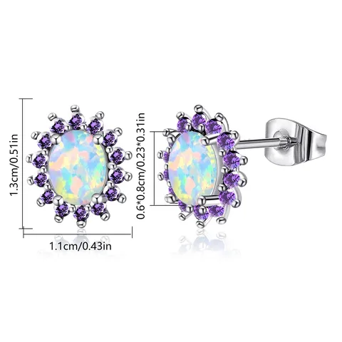 Minimalist Accessories Women Micro-set Zirconia Opal Earrings Opal Wedding Earrings - view 3