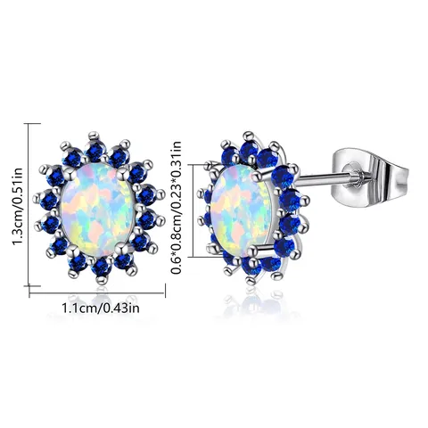 Accessories Women Micro-set Zirconia Opal Earrings Opal Wedding Earrings - view 3