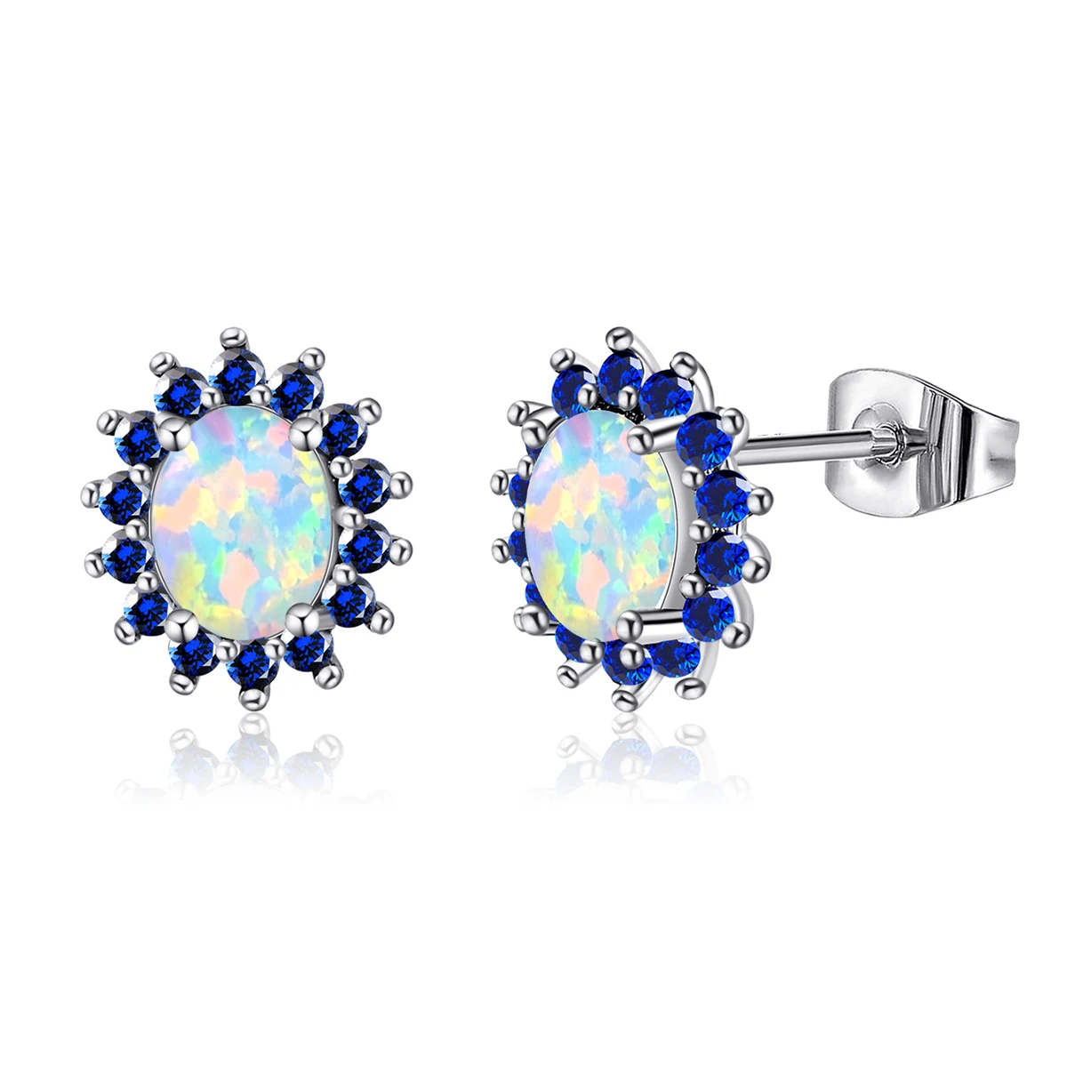 Accessories Women Micro-set Zirconia Opal Earrings Opal Wedding Earrings made by BlueOne Jewelry