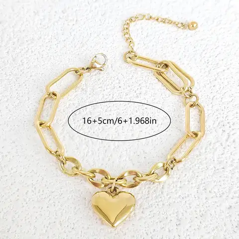 Sources Korea Dongdaemun Fashion Stainless Steel Heart Splicing Chain Versatile Bracelet - view 2