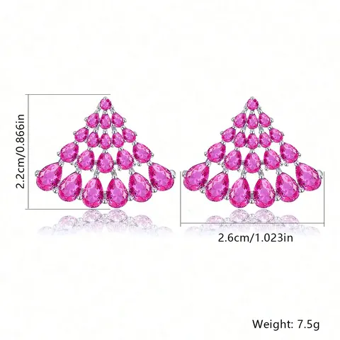Water Drop Purple Zirconia Earrings European and American Thin Senior Niche - view 3