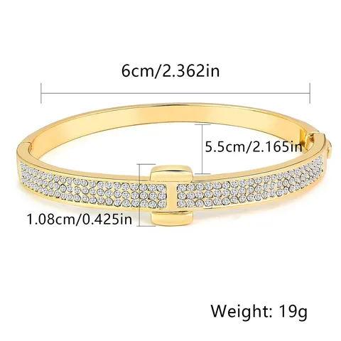 Cubic Zirconia Encrusted Zirconia Bracelet Fashion Classic Senior Copper Plated Real Gold Hand - view 3