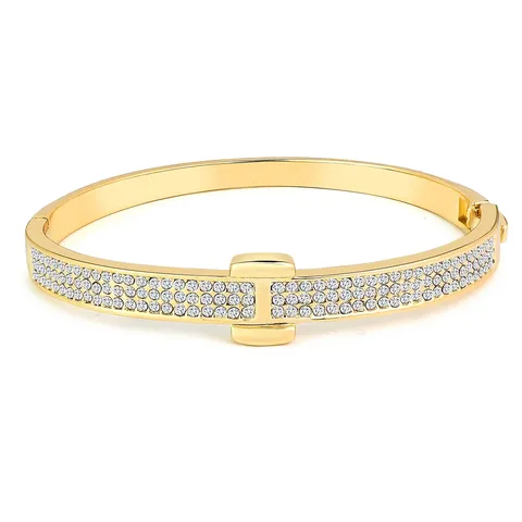 Cubic Zirconia Encrusted Zirconia Bracelet Fashion Classic Senior Copper Plated Real Gold Hand - Brass jewelry made by BlueOne Jewelry