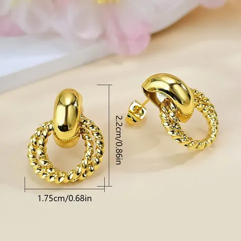 Europe & America Fashionable Hoop Earrings with Knotted Studs Creative Vintage - view 3
