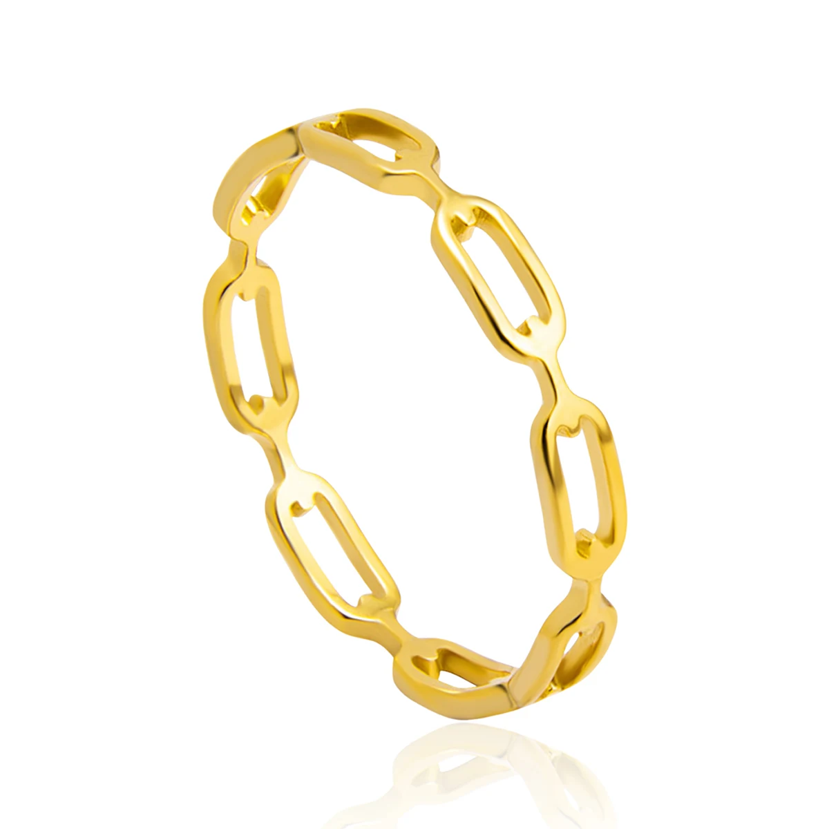 Stainless Steel Europe & America Titanium Steel Jewelry Fashionable Personalized Openwork Chain-style Ring made by BlueOne Jewelry