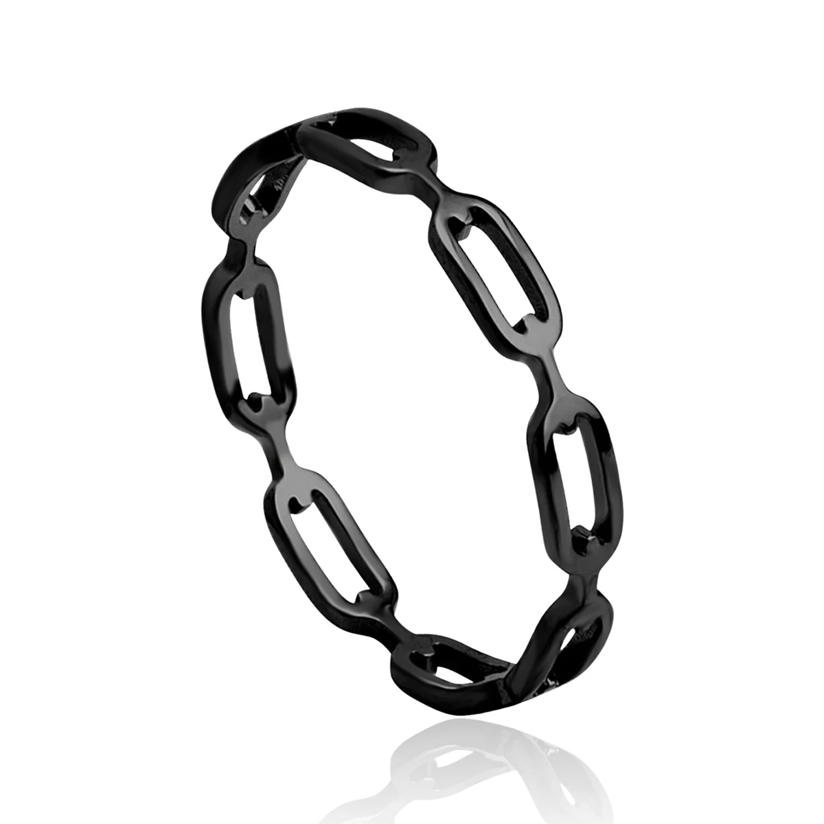 Europe & America Titanium Steel Jewelry Fashionable Personalized Openwork Chain-style Ring made by BlueOne Jewelry